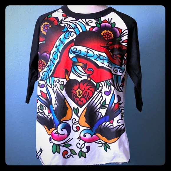 Kids 3/4 sleves tshirt Tattoo flas size 8-10 years - Picture 1 of 5